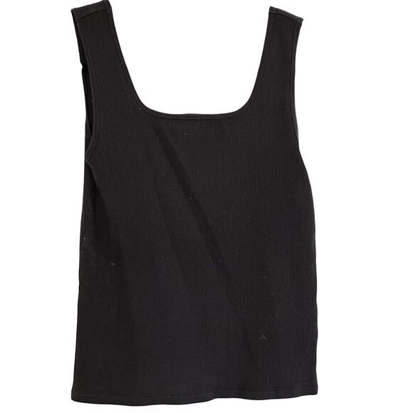 Uniqlo Women's Black Ribbed Sleeveless Tank Top Size M Casual - Picture 1 of 6